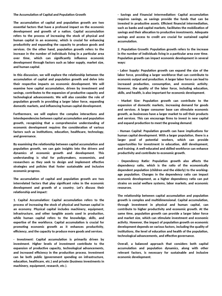 The Accumulation of Capital and Population Growth | PDF | Economic ...