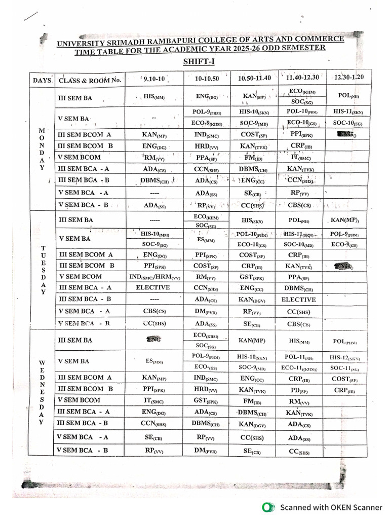 Timetable 25 26 | PDF