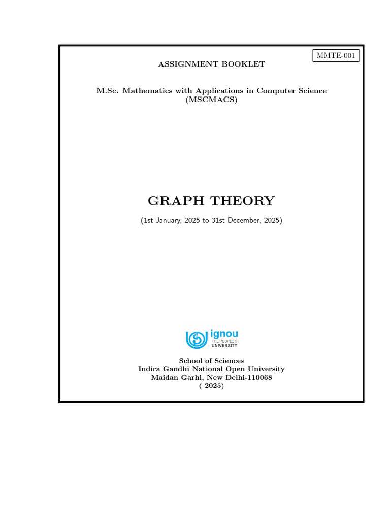 Graph Theory Assignment MMTE-001 | PDF | Visual Cortex | Graph Theory