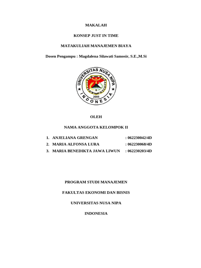 Konsep Just In Time dalam Manajemen Biaya | PDF