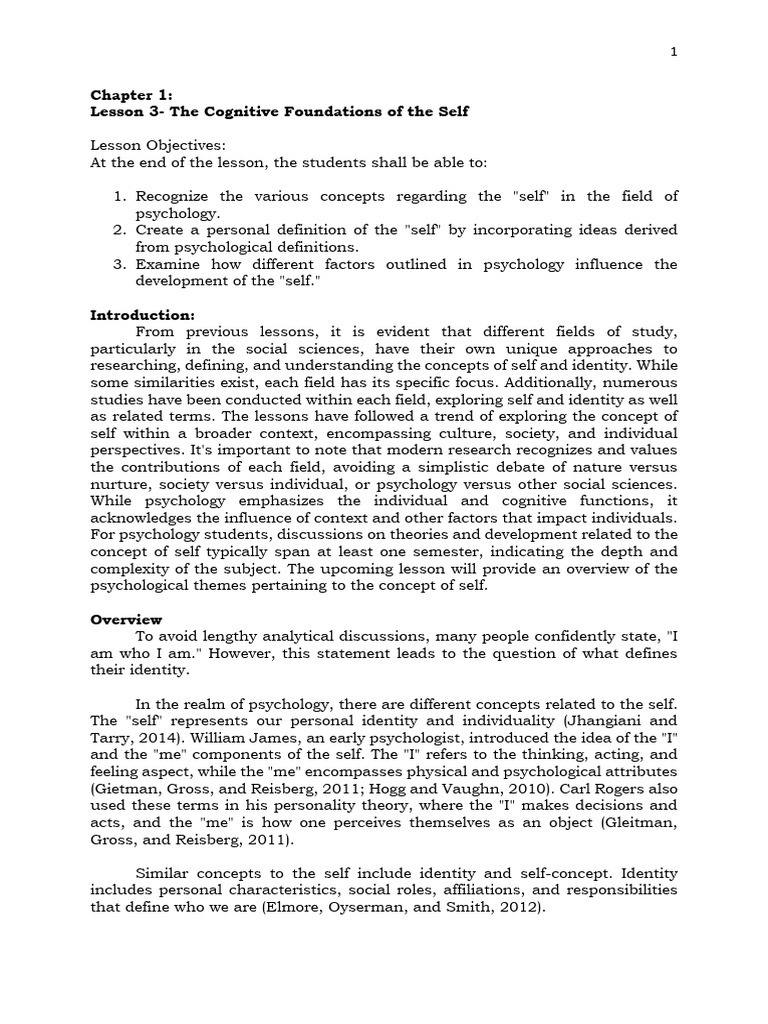 Understanding the Psychological Self | PDF | Self Esteem | Identity ...