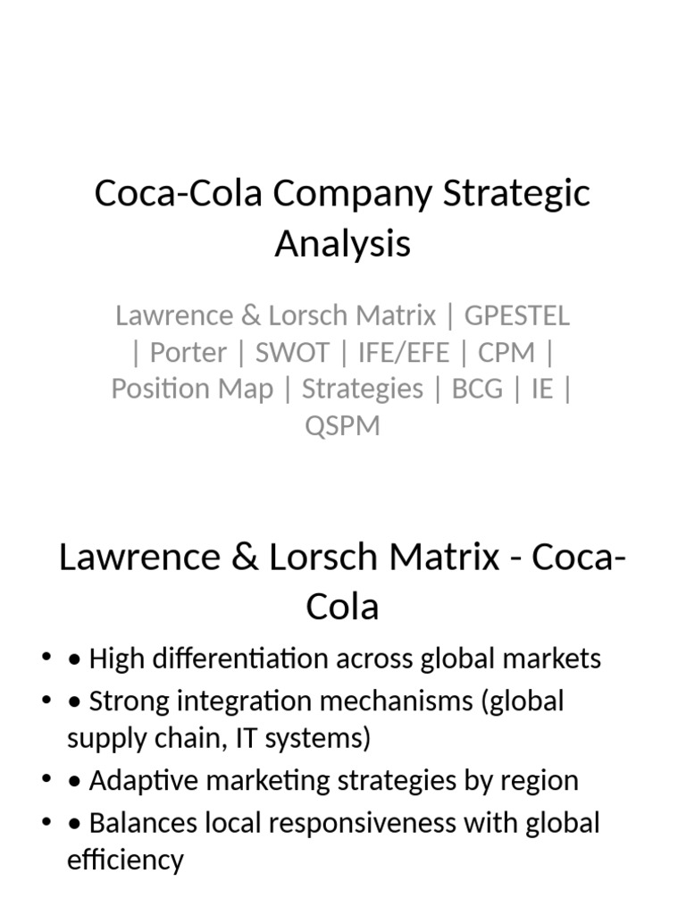 Coca-Cola Strategic Analysis Overview | PDF | Coca Cola | Pepsi Co