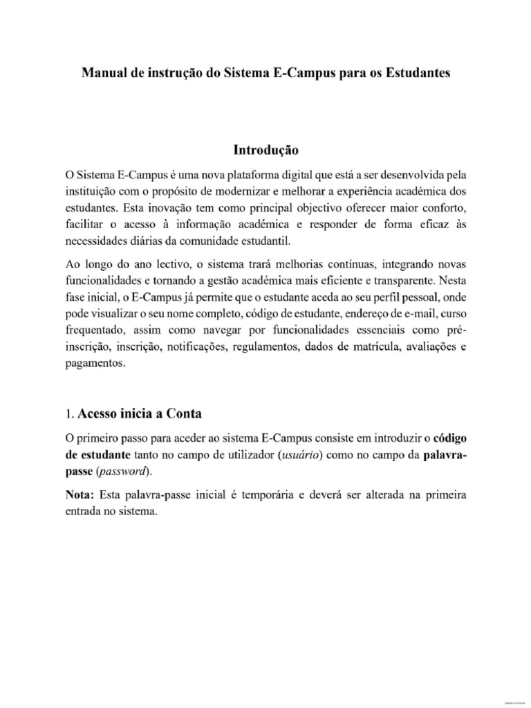 Manual de Instrução Do Sistema E-Campus | PDF