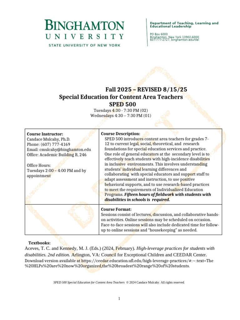 SPED 500: Special Education Overview | PDF | Special Education | Learning
