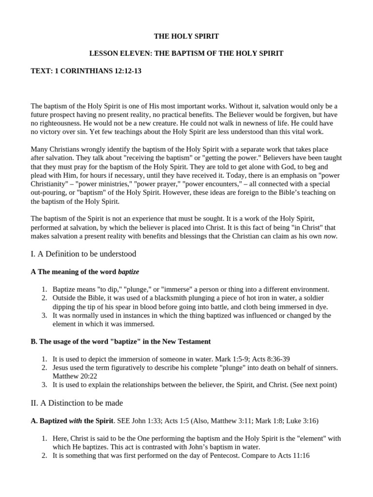 Understanding Holy Spirit Baptism | PDF | Baptism | Baptism With The ...