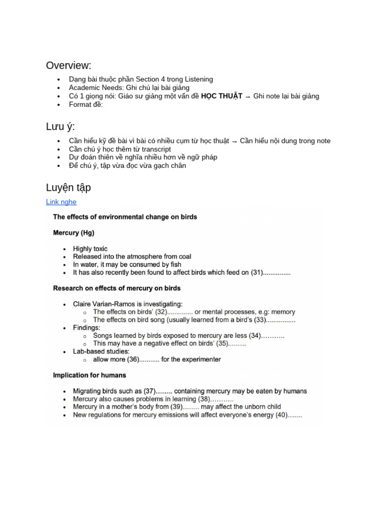 (Listening) Note Completion | PDF