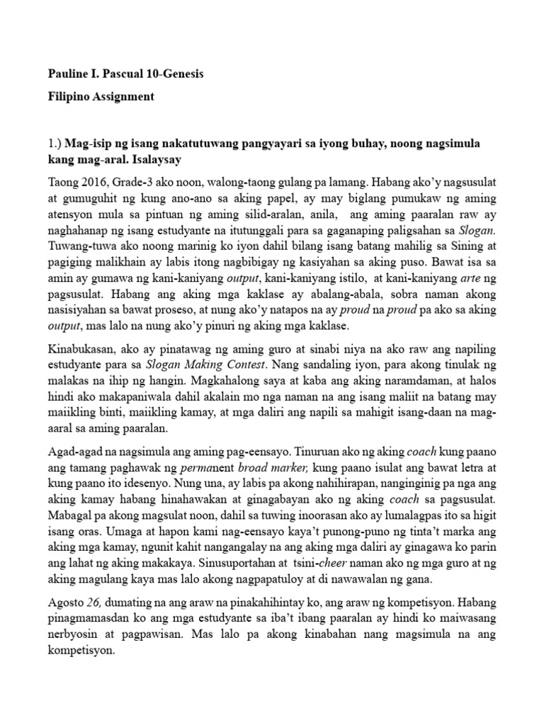 Filipino Assignment | PDF