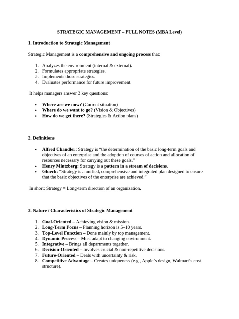 Strategic Management Overview for MBA | PDF | Strategic Management ...