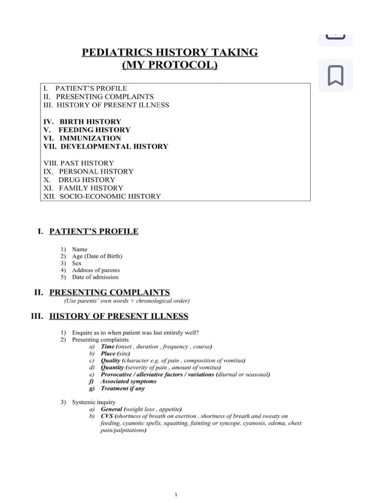 Paediatric History Format | PDF