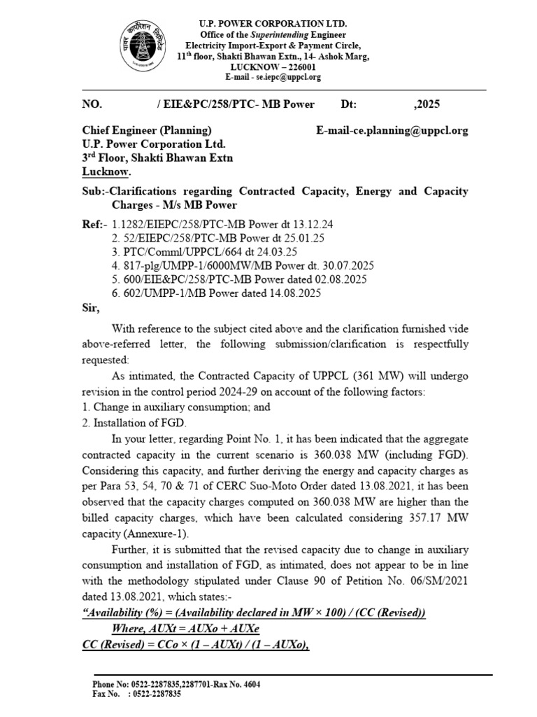 UPPCL Contract Capacity Clarifications | PDF | Power (Physics)