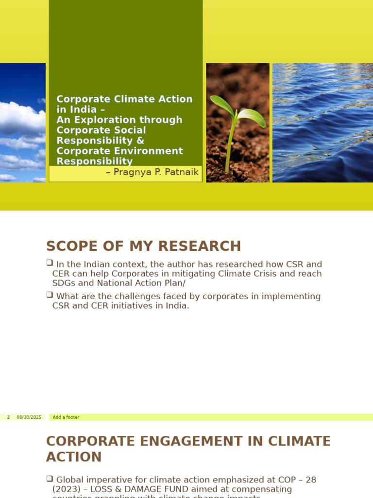 Corporate Climate Action in India: CSR & CER | PDF | Corporate Social ...