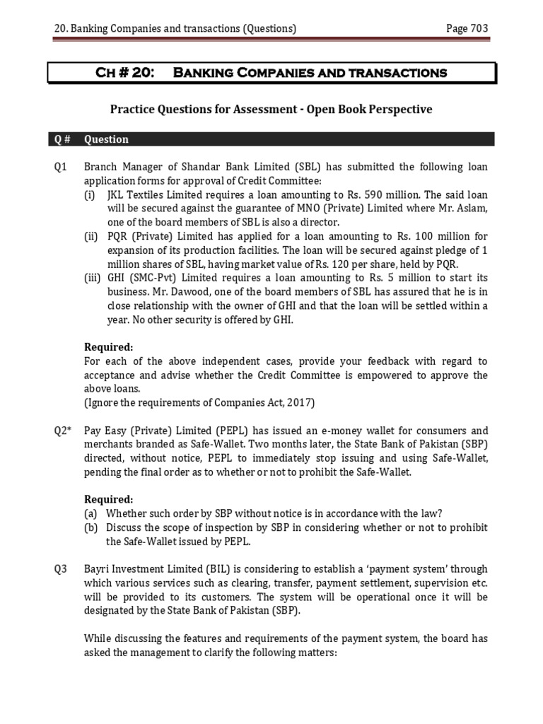 Banking Companies and Transactions (Questions) | PDF | Banks | Deposit ...
