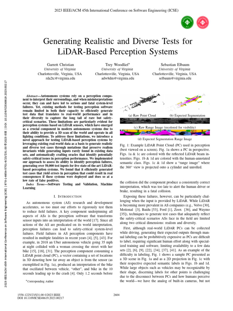 Generating Realistic and Diverse Tests For LiDAR-Based Perception ...