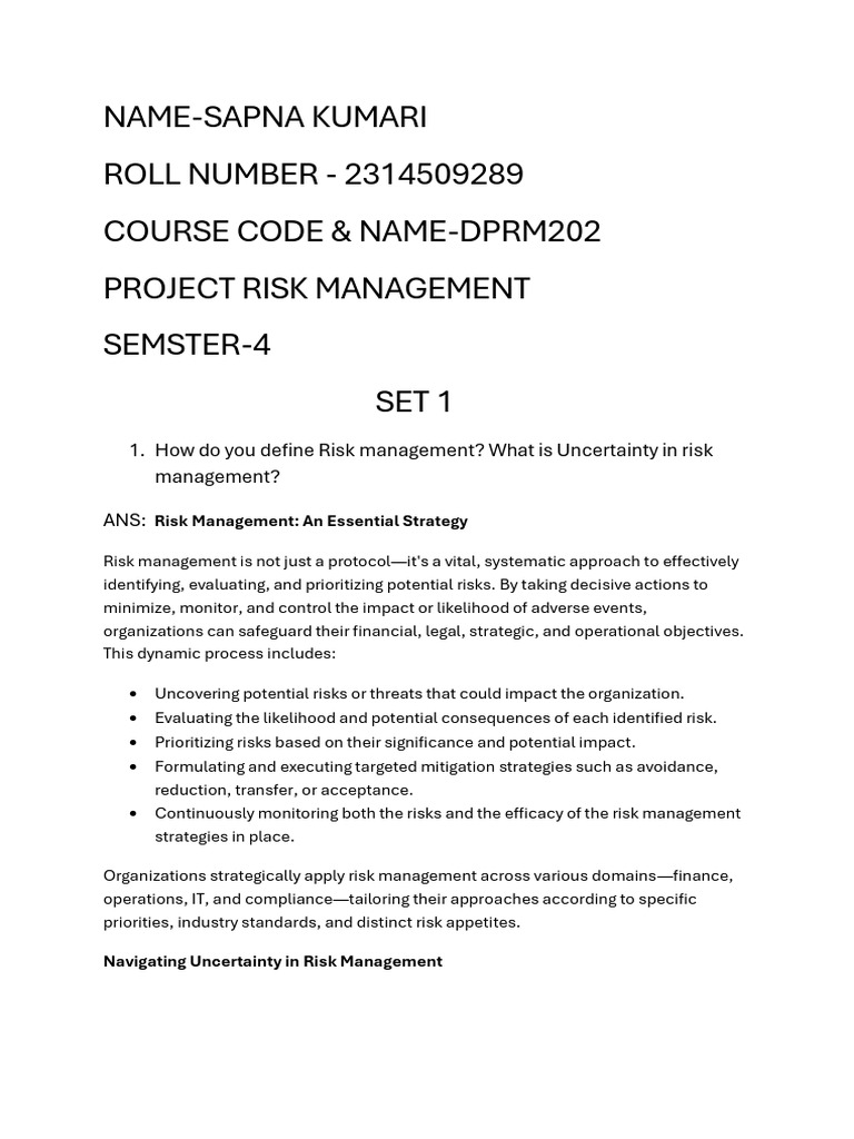 Understanding Risk Management Concepts | PDF | Risk Management ...