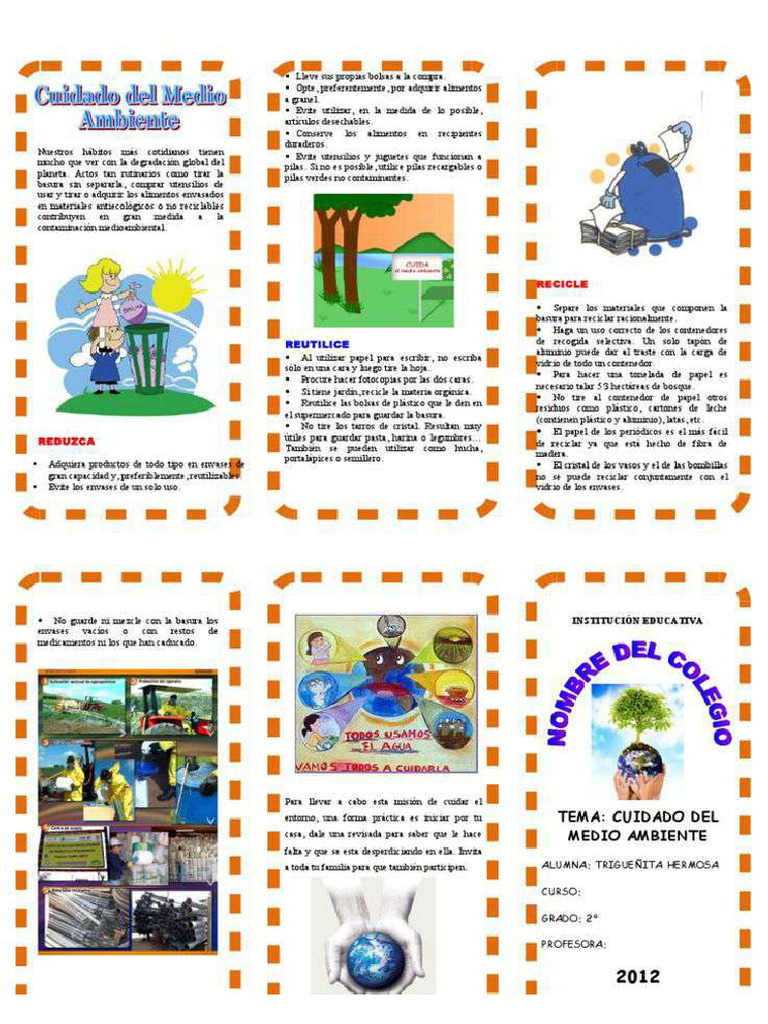 Triptico - Cuidado Del Medio Ambiente - PDF - Papel - Residuos | PDF