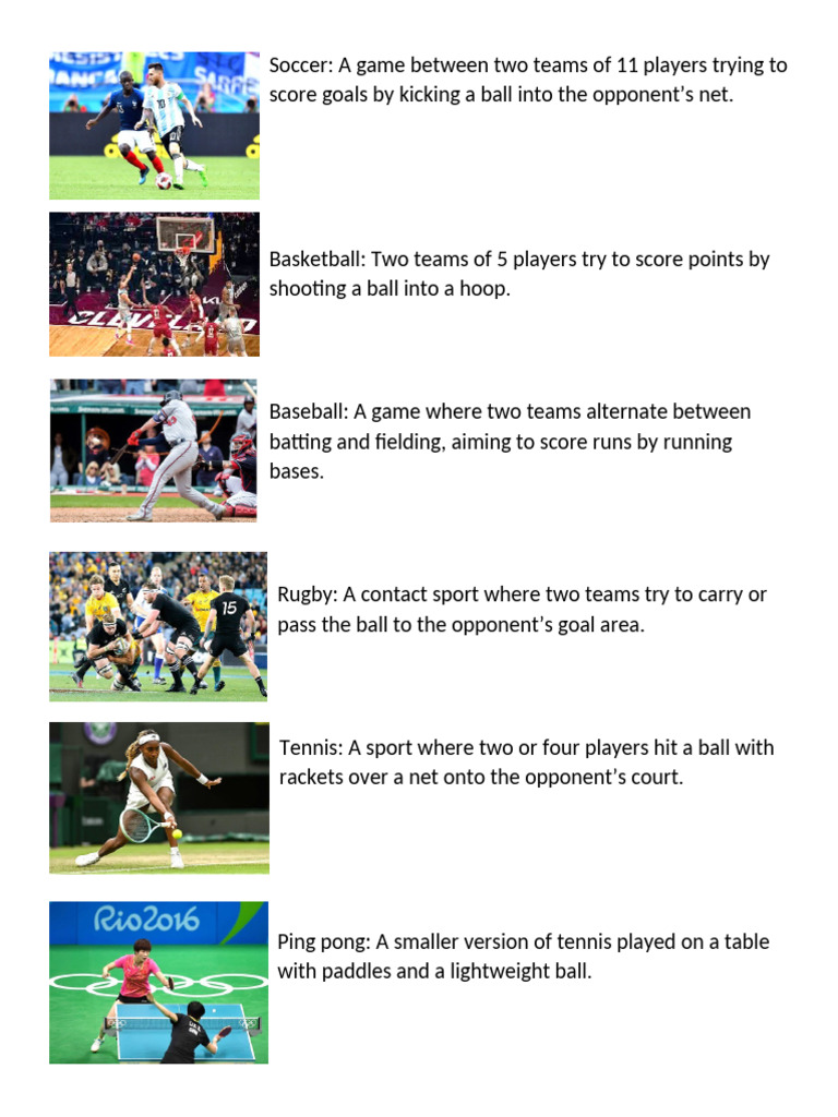Overview of Popular Sports and Games | PDF