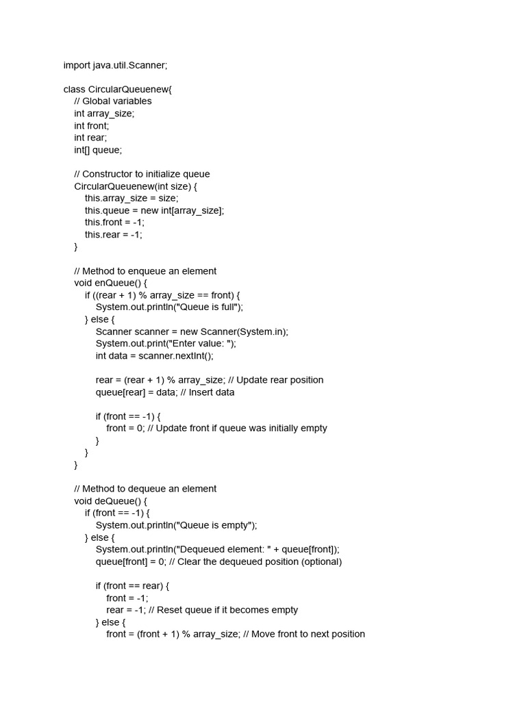 Java Circular Queue Implementation | PDF | Queue (Abstract Data Type ...