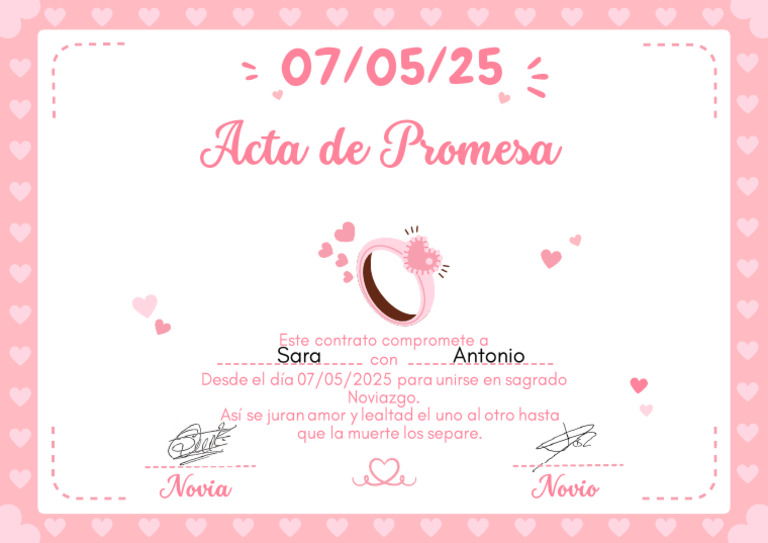 Acta de Promesa de Noviazgo 2025 PDF