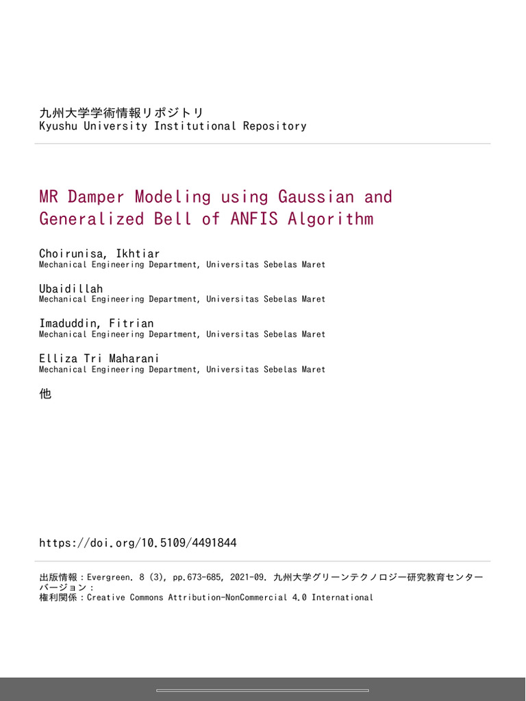 MR Damper Modeling Using Gaussian and | PDF | Damping | Fuzzy Logic