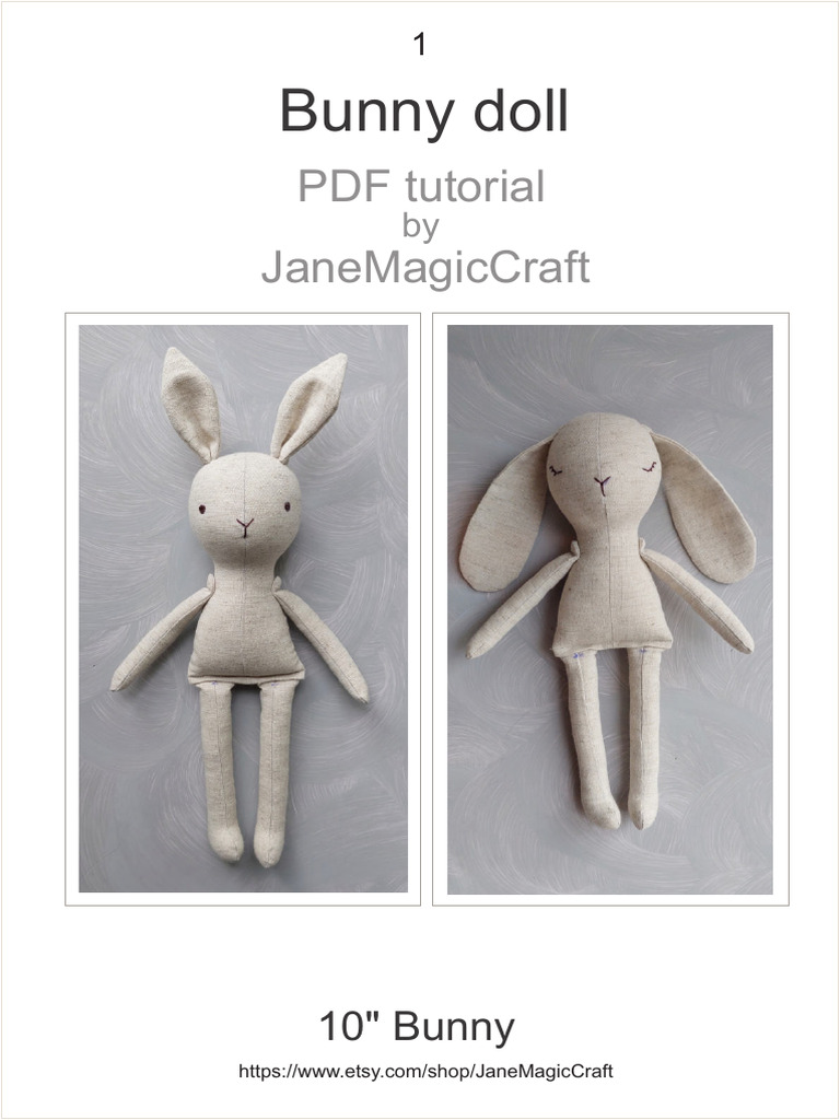 Bunny Doll Sewing Tutorial PDF | PDF | Seam (Sewing) | Embroidery