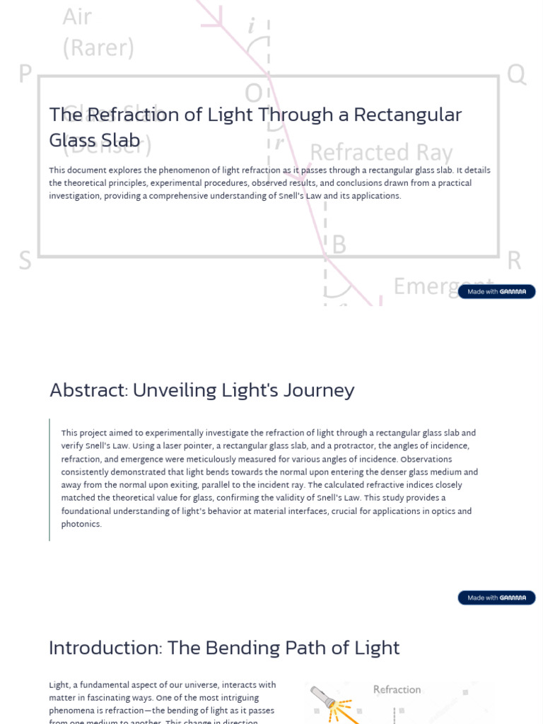 The Refraction of Light Through A Rectangular Glass Slab | PDF ...