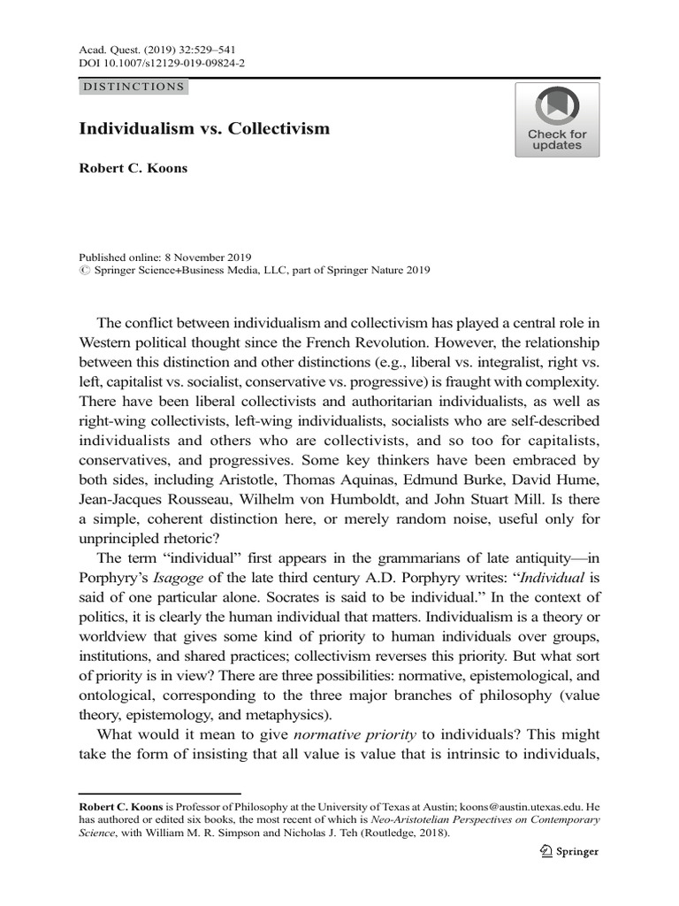 Individualism and Collectivism Explained | PDF | Materialism ...