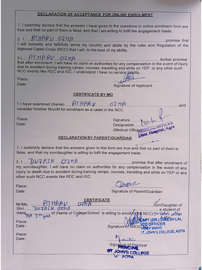 Atharv Declaration Form | PDF
