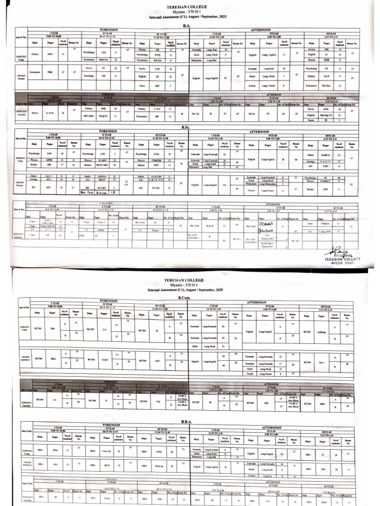 Common C 1 Test Time Table | PDF