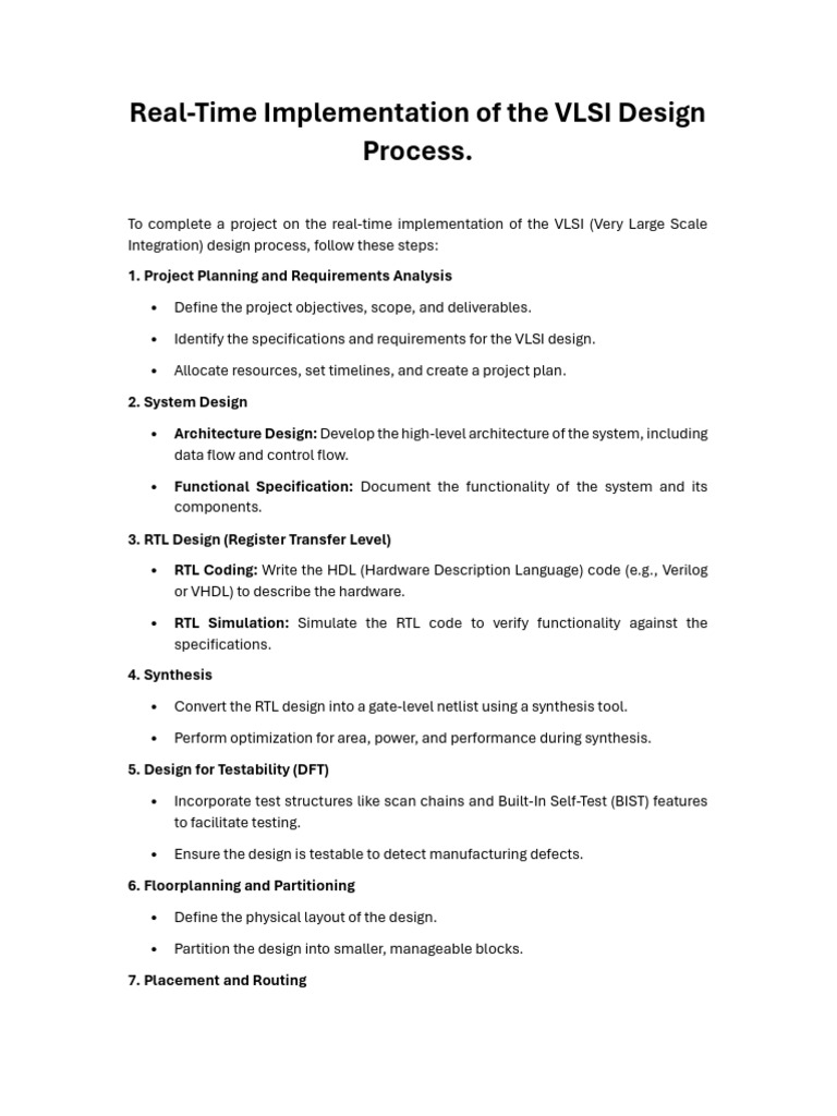 VLSI Design Process: Real-Time Steps | PDF | Hardware Description ...