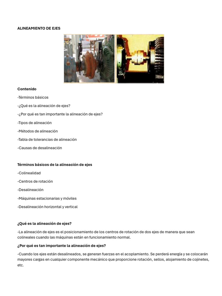 Alineación de Ejes: Métodos y Tipos | PDF | Eje | Rotación