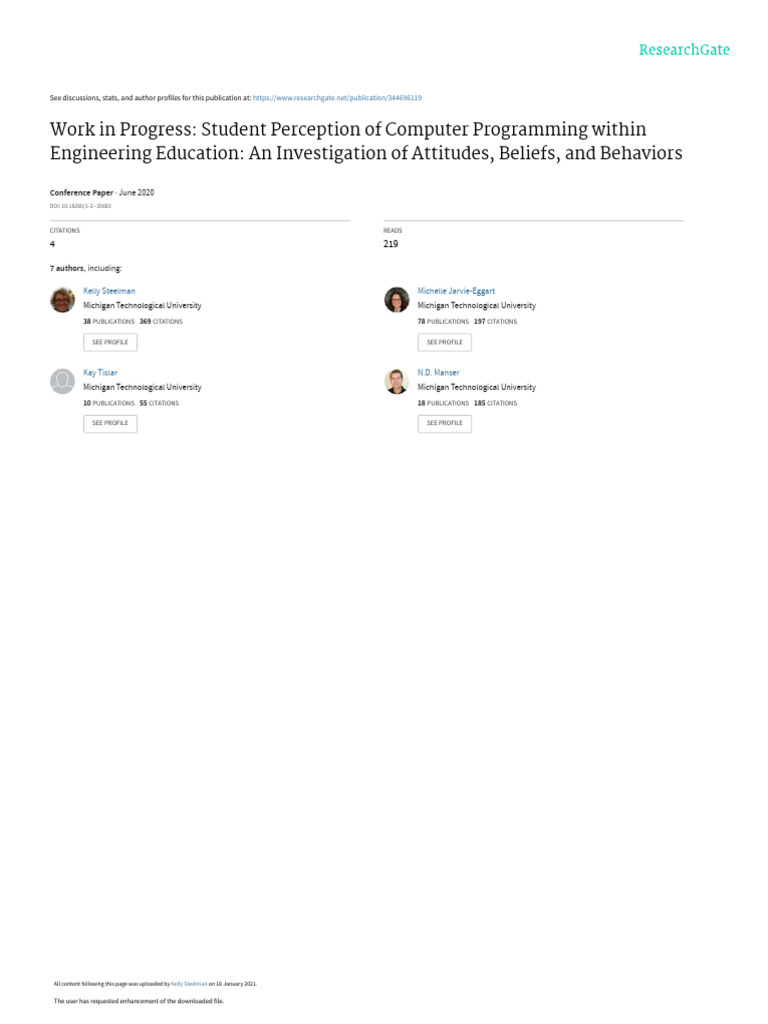 Work in Progress Student Perception of Computer PR | PDF | Attitude ...