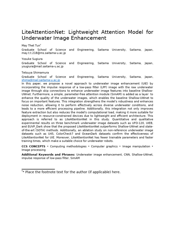 LiteAttentionNet for Underwater Imaging | PDF | Attenuation