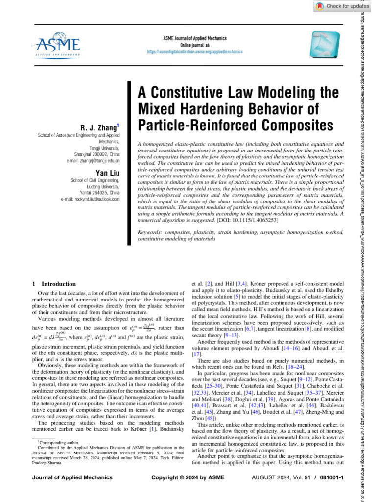 A Constitutive Law Modeling Theparticle - Composites | PDF | Stress ...