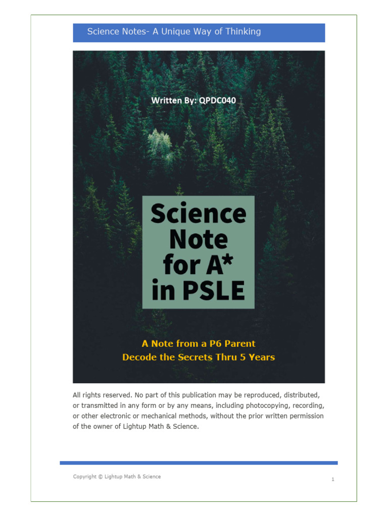 2020 PSLE Science Notes Lite A | PDF