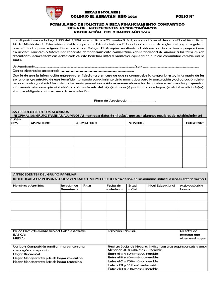 Solicitud de Beca Escolar 2026 | PDF