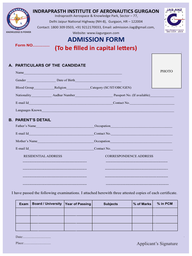 Iia Gurgaon Ame Application Form | PDF