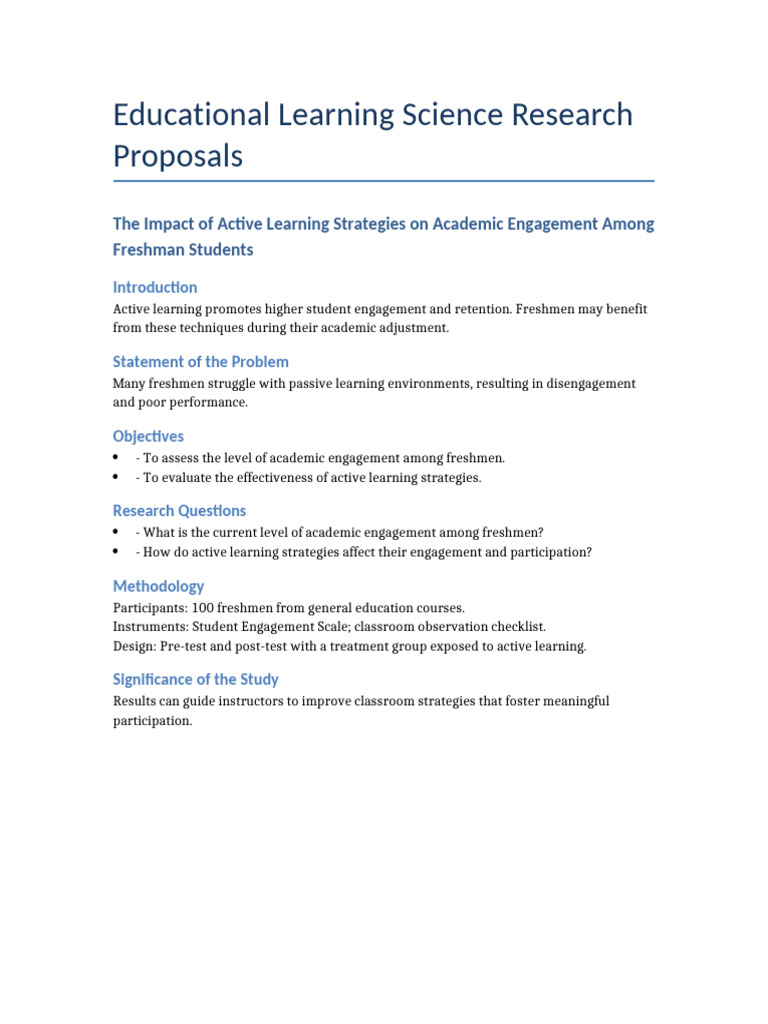 Active Learning Impact on Freshmen Engagement | PDF | Motivation ...