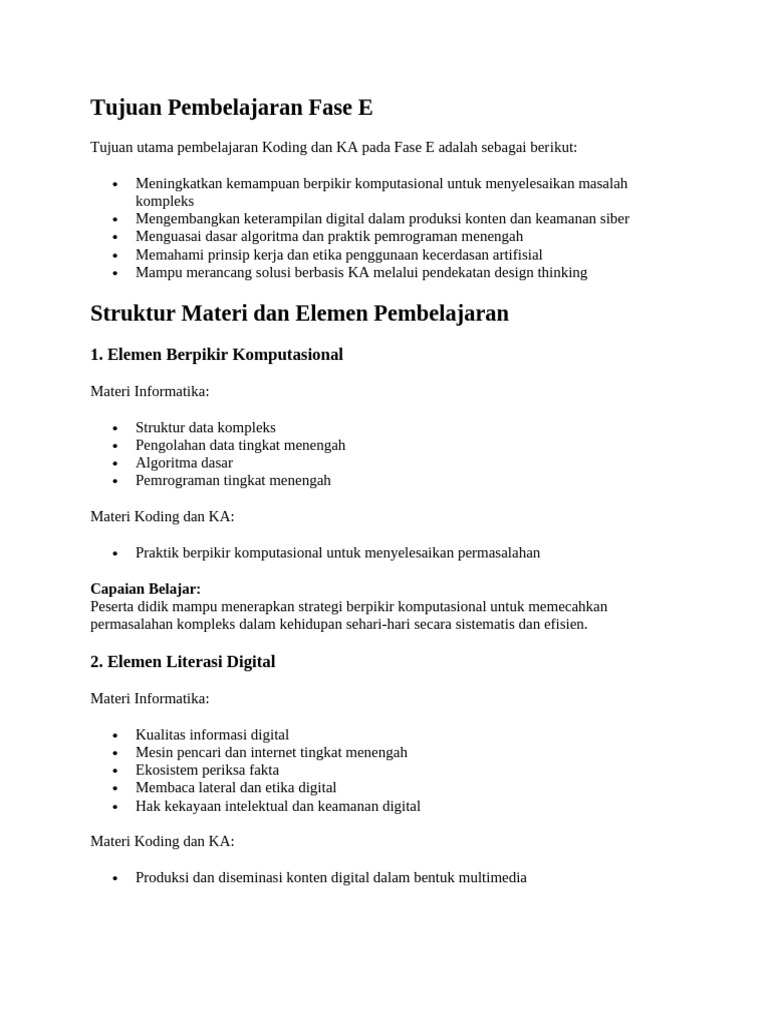 Integrasi Koding dan Informatika KKA | PDF