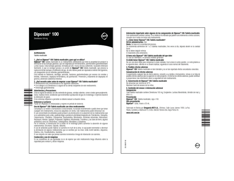 Diposan 100: Dimeticona 100 MG | PDF | Medicamentos con receta | Efecto ...