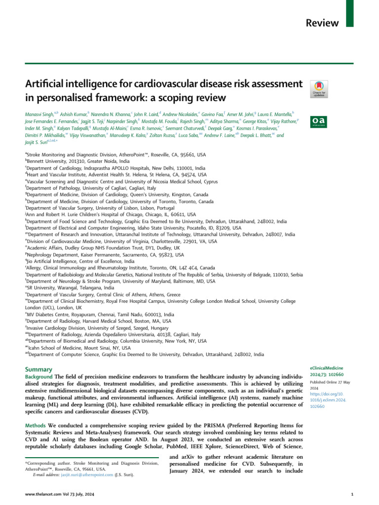 AI in Cardiovascular Disease Risk Assessment | PDF | Personalized ...