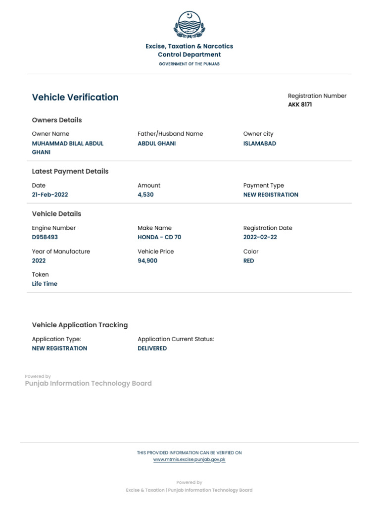Vehicle Registration Details for AKK 8171 | PDF
