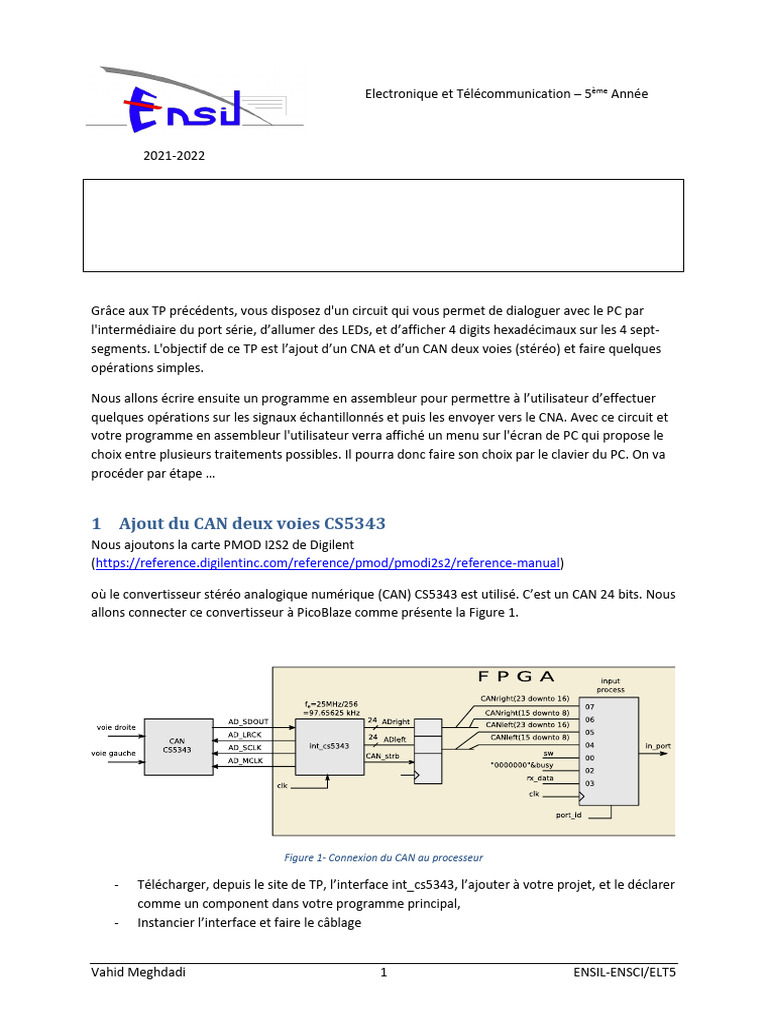 TP Système on Chip : Traitement Signal FPGA | PDF | Convertisseur ...