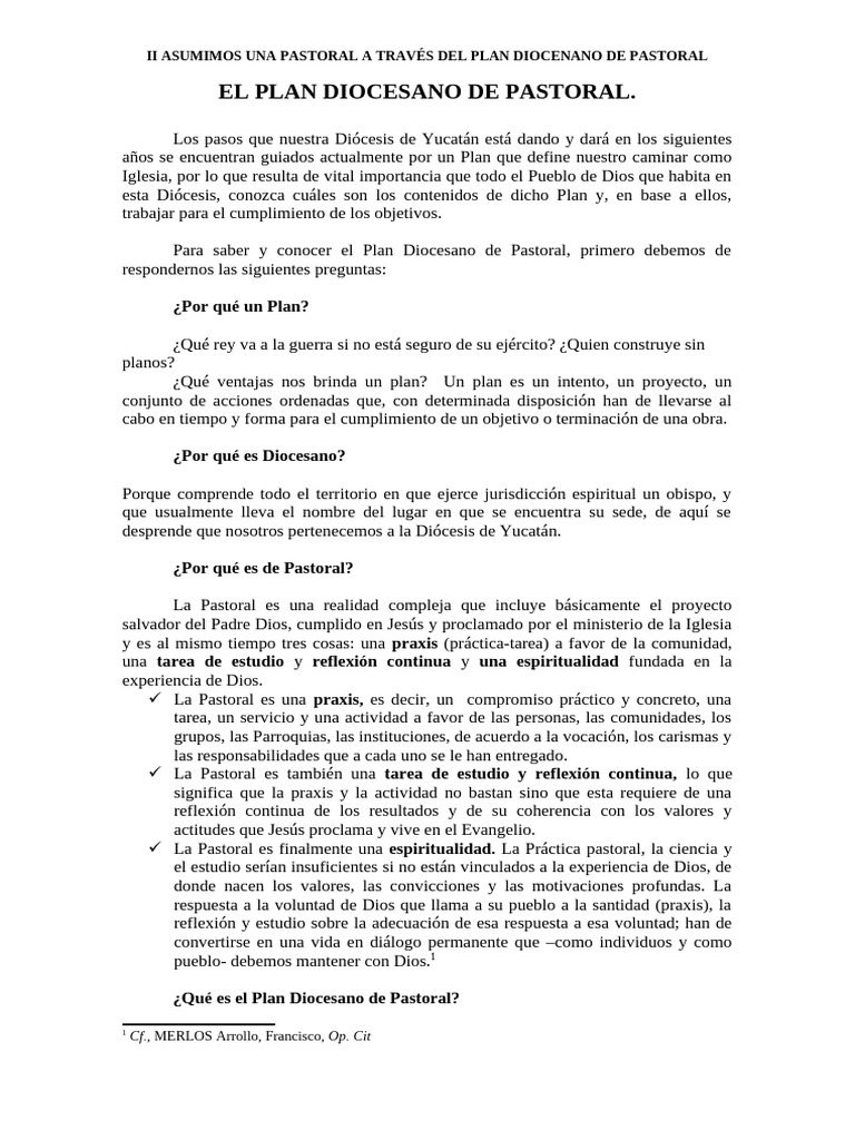 El Plan Diocesano de Pastoral | PDF | eucaristía | Educación de la ...