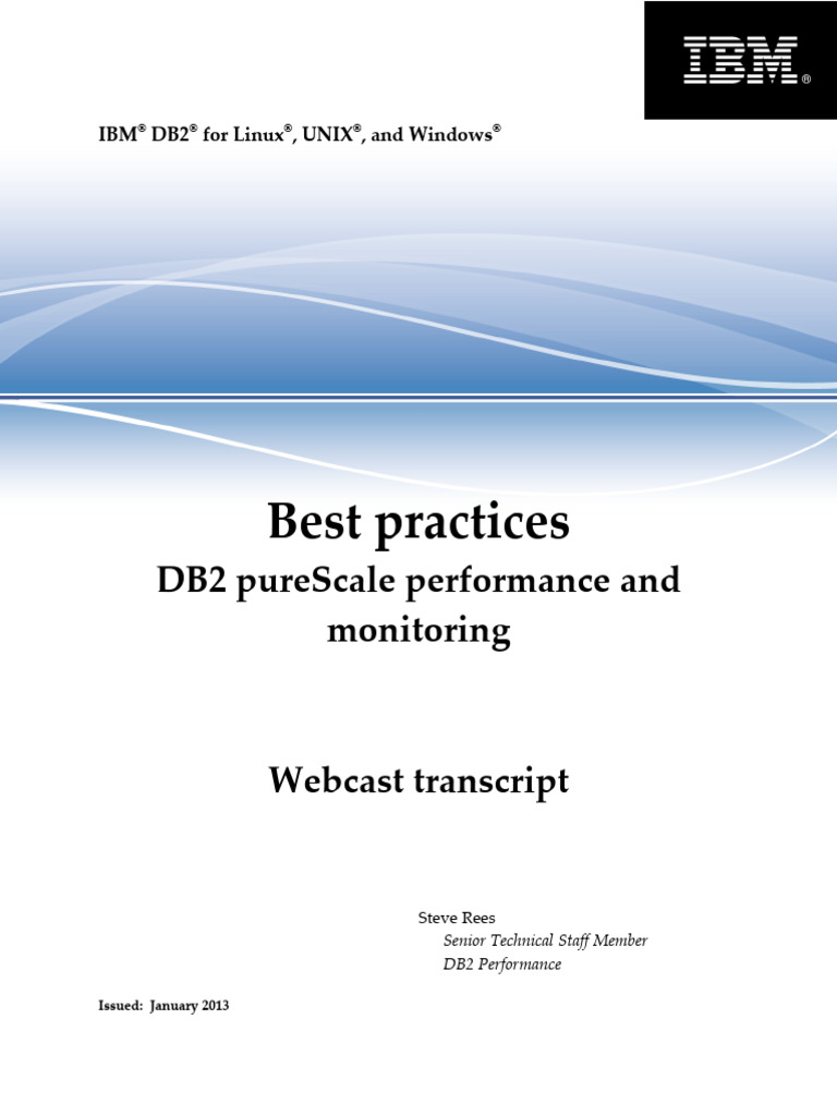 DB2 pureScale Performance Best Practices | PDF | Ibm Db2 | Computer Cluster