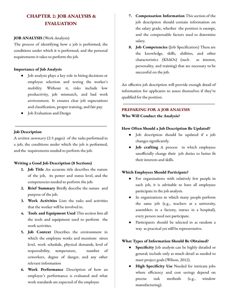 Ch2 - Job Analysis and Evaluation | PDF | Salary | Employee Relations