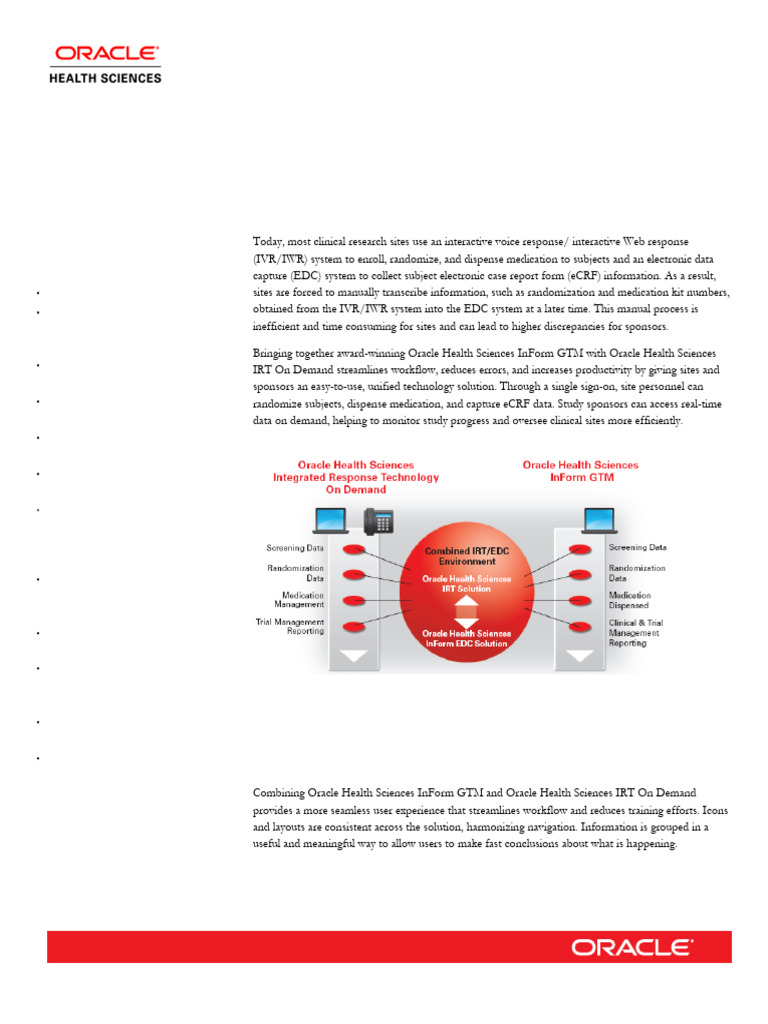 Unified EDC and IRT Solution Benefits | PDF | Oracle Corporation ...