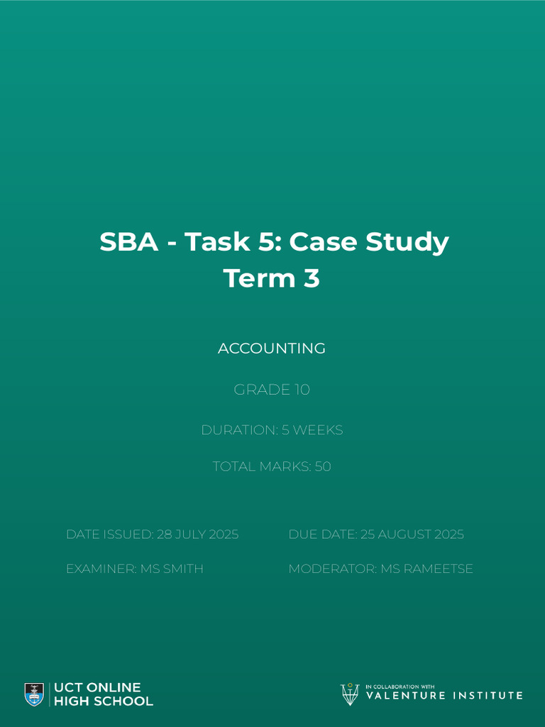 Grade 10 Accounting Case Study 2025 | PDF | Plagiarism | Debits And Credits