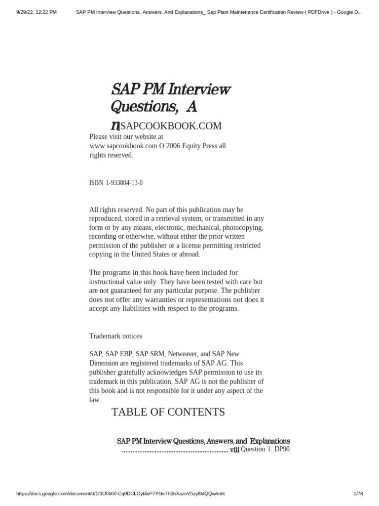 SAP PM Interview Questions Guide | PDF | Computing