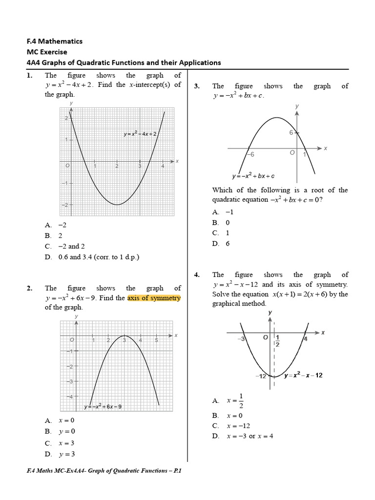 mc4a4-graph-of-functions | PDF | Quadratic Equation | Cartesian ...