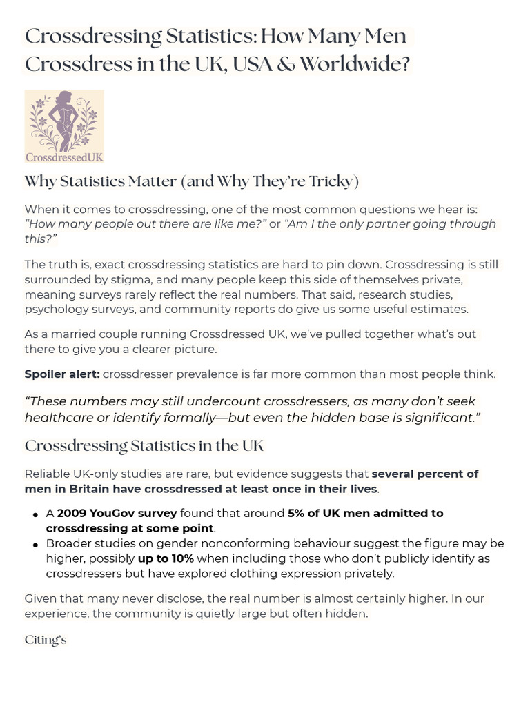 Crossdressing Statistics for Men Worldwide | PDF | Transgender | LGBTQIA+  Studies